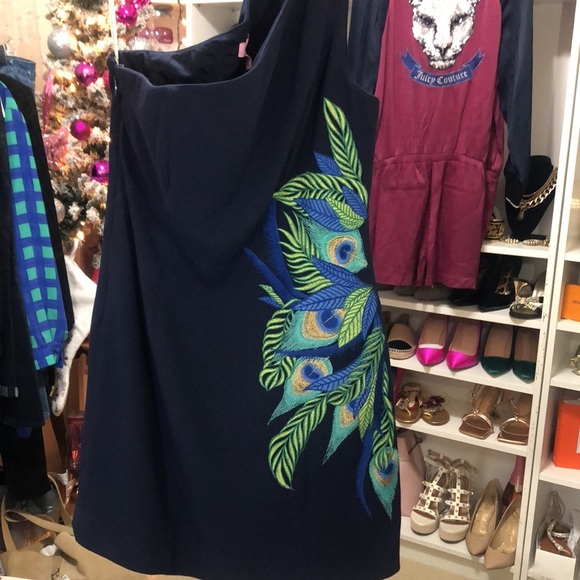 Lilly Pulitzer Navy Jamie Single Shoulder Dress NWT 0 - Picture 7 of 7